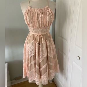TRACEY REESE New York Pink Ginger Lace Sleeveless Halter Dress NEW Size 0